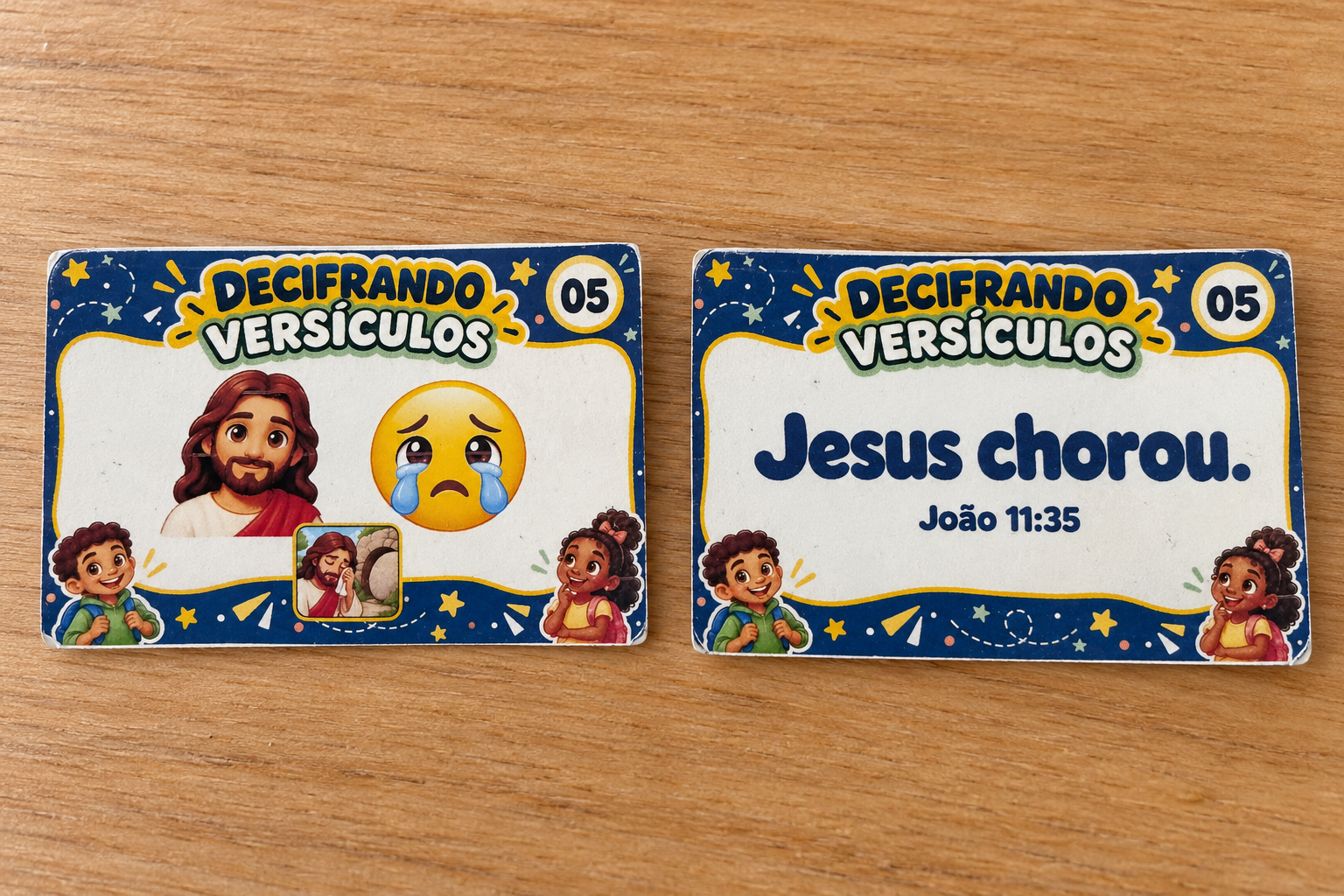 Frente e verso da carta Jesus chorou